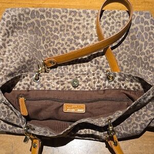 Leopard Print Tote Bag with Leather Handles